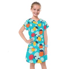 Pop Art Style Citrus Seamless Pattern Kids  Drop Waist Dress by Wegoenart