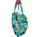 Pop Art Style Citrus Seamless Pattern Giant Heart Shaped Tote View3