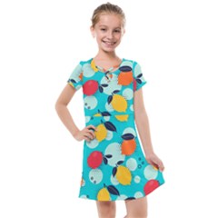 Pop Art Style Citrus Seamless Pattern Kids  Cross Web Dress by Wegoenart