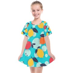 Pop Art Style Citrus Seamless Pattern Kids  Smock Dress by Wegoenart