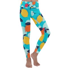 Pop Art Style Citrus Seamless Pattern Kids  Lightweight Velour Classic Yoga Leggings