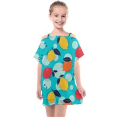 Pop Art Style Citrus Seamless Pattern Kids  One Piece Chiffon Dress by Wegoenart