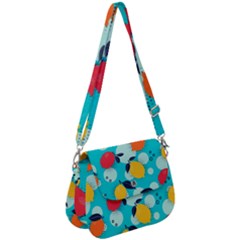 Pop Art Style Citrus Seamless Pattern Saddle Handbag by Wegoenart