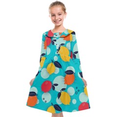 Pop Art Style Citrus Seamless Pattern Kids  Midi Sailor Dress by Wegoenart