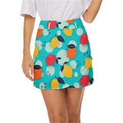 Pop Art Style Citrus Seamless Pattern Mini Front Wrap Skirt by Wegoenart