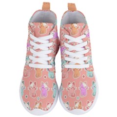 Cute Kawaii Kittens Seamless Pattern Women s Lightweight High Top Sneakers by Wegoenart