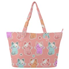 Cute Kawaii Kittens Seamless Pattern Full Print Shoulder Bag by Wegoenart