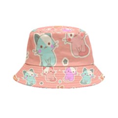 Cute Kawaii Kittens Seamless Pattern Inside Out Bucket Hat by Wegoenart