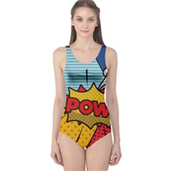 Pow Word Pop Art Style Expression Vector One Piece Swimsuit by Wegoenart