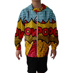 Pow Word Pop Art Style Expression Vector Kids  Hooded Windbreaker by Wegoenart