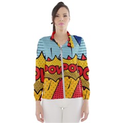 Pow Word Pop Art Style Expression Vector Women s Windbreaker by Wegoenart