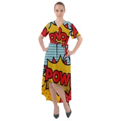 Pow Word Pop Art Style Expression Vector Front Wrap High Low Dress by Wegoenart