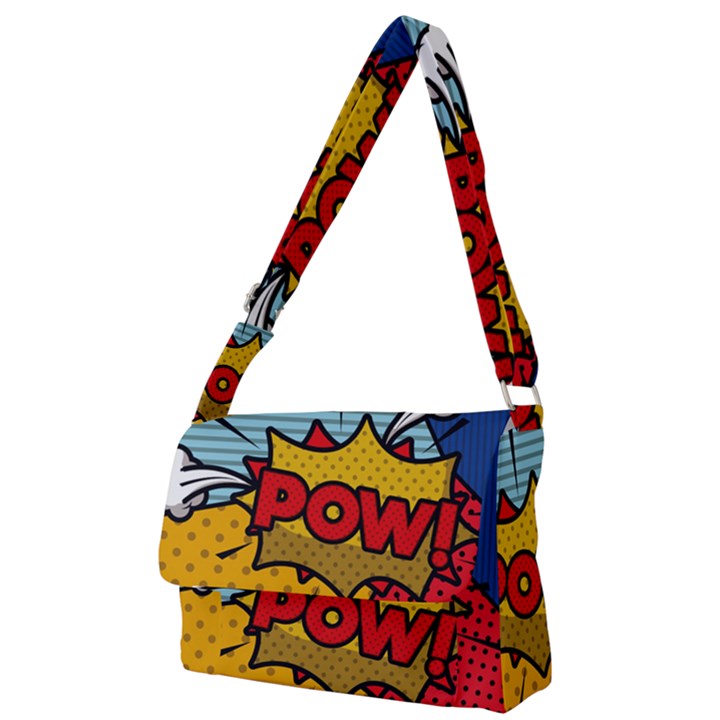 Pow Word Pop Art Style Expression Vector Full Print Messenger Bag (L)