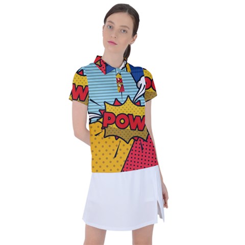 Pow Word Pop Art Style Expression Vector Women s Polo Tee by Wegoenart