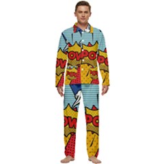 Pow Word Pop Art Style Expression Vector Men s Long Sleeve Velvet Pocket Pajamas Set by Wegoenart