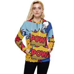 Pow Word Pop Art Style Expression Vector Women s Lightweight Drawstring Hoodie by Wegoenart