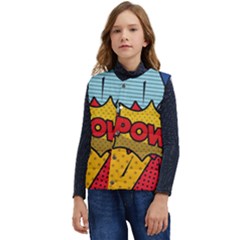 Pow Word Pop Art Style Expression Vector Kid s Short Button Up Puffer Vest	 by Wegoenart