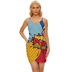 Pow Word Pop Art Style Expression Vector Wrap Tie Front Dress by Wegoenart