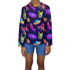 Space Pattern Kids  Long Sleeve Swimwear by Wegoenart