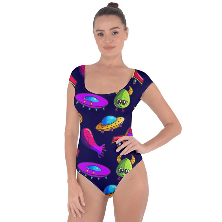 Space Pattern Short Sleeve Leotard 