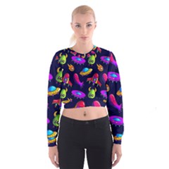 Space Pattern Cropped Sweatshirt by Wegoenart