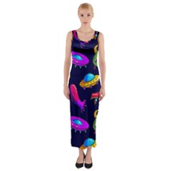 Space Pattern Fitted Maxi Dress by Wegoenart