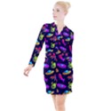 Space Pattern Button Long Sleeve Dress View1