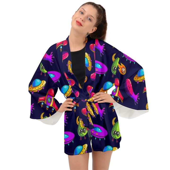 Space Pattern Long Sleeve Kimono