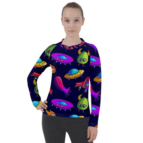 Space Pattern Women s Pique Long Sleeve Tee by Wegoenart