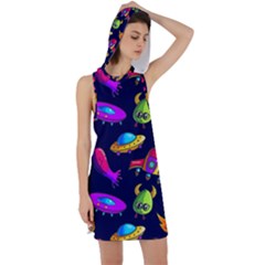 Space Pattern Racer Back Hoodie Dress by Wegoenart