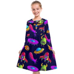 Space Pattern Kids  Midi Sailor Dress by Wegoenart