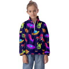 Space Pattern Kids  Half Zip Hoodie by Wegoenart