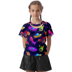 Space Pattern Kids  Front Cut Tee by Wegoenart