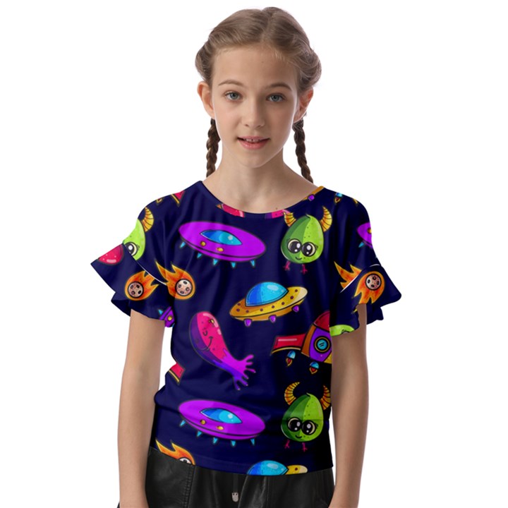 Space Pattern Kids  Cut Out Flutter Sleeves