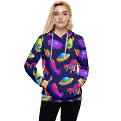 Space Pattern Women s Lightweight Drawstring Hoodie by Wegoenart