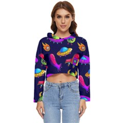 Space Pattern Women s Lightweight Cropped Hoodie by Wegoenart