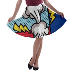 Rays Smoke Pop Art Style Vector Illustration A-line Skater Skirt by Wegoenart