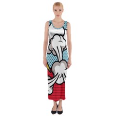 Rays Smoke Pop Art Style Vector Illustration Fitted Maxi Dress by Wegoenart