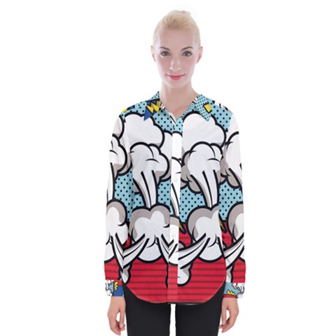 Rays Smoke Pop Art Style Vector Illustration Womens Long Sleeve Shirt by Wegoenart