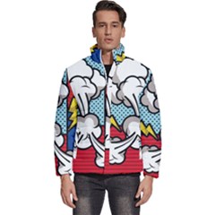 Rays Smoke Pop Art Style Vector Illustration Men s Puffer Bubble Jacket Coat by Wegoenart