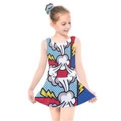 Rays Smoke Pop Art Style Vector Illustration Kids  Skater Dress Swimsuit by Wegoenart