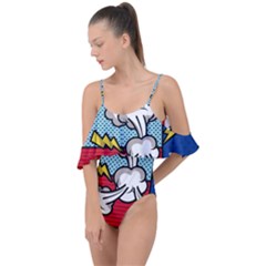 Rays Smoke Pop Art Style Vector Illustration Drape Piece Swimsuit by Wegoenart