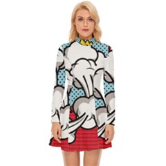 Rays Smoke Pop Art Style Vector Illustration Long Sleeve Velour Longline Dress by Wegoenart