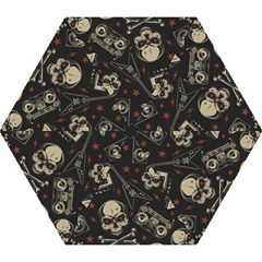 Grunge Seamless Pattern With Skulls Mini Folding Umbrellas by Wegoenart