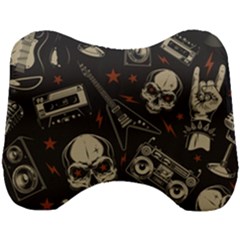 Grunge Seamless Pattern With Skulls Head Support Cushion by Wegoenart