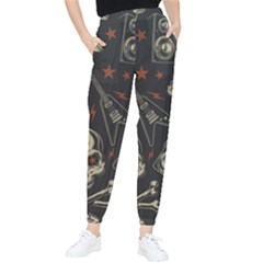 Grunge Seamless Pattern With Skulls Tapered Pants by Wegoenart