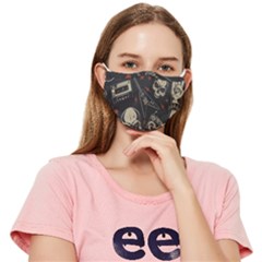 Grunge Seamless Pattern With Skulls Fitted Cloth Face Mask (adult)