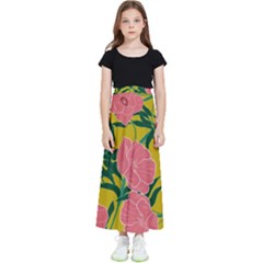 Pink Flower Seamless Pattern Kids  Flared Maxi Skirt by Wegoenart