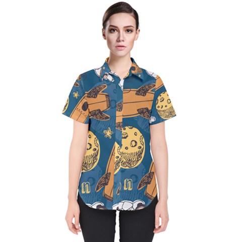 Missile Pattern Women s Short Sleeve Shirt by Wegoenart