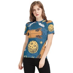 Missile Pattern Women s Short Sleeve Rash Guard by Wegoenart